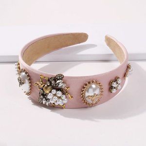 1 Pink Bee Pearl Wide-edge Diamond Headband